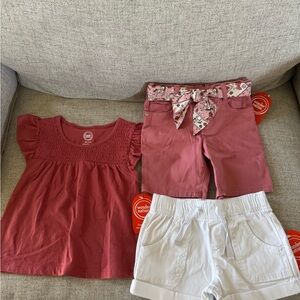 Wonder Nation Kids Casual Bottoms Set - Pink and White